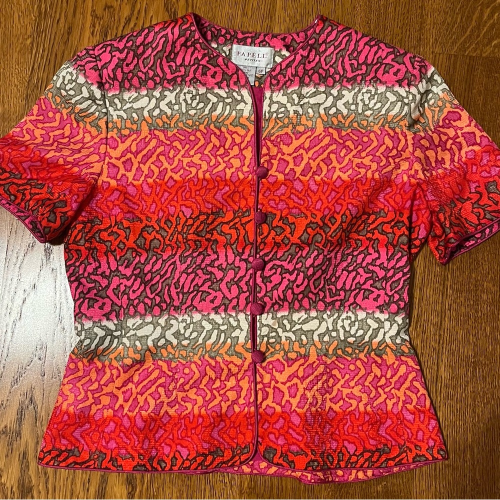 Adrianna Papell Women’s Multi Color Short Sleeve Blazer Size 6 Petite